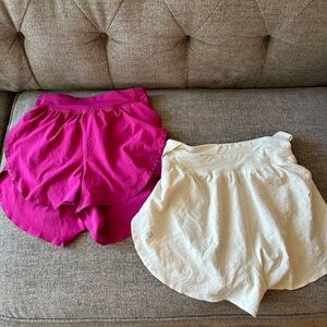 lululemon fast and free HR shorts in two colors - cream & purple/pink!